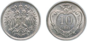 Austria Austro-Hungarian Empire 1893 10 Heller Nickel Vienna Mint (43524000) 3g UNC KM 2802 Schön 5