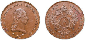 Austria Archduchy of Austria Holy Roman Empire 1800 A 6 Kreutzer - Franz II Copper Vienna Mint 13.94g AU KM 2128