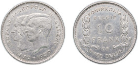 Belgium Kingdom 1930 2 Belga / 10 Francs (Dutch text; Centennial of Belgium's Independence) Nickel Brussels Mint (3000000) 17.67g VF KM 100 Mor 381 LA...