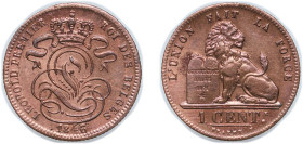 Belgium Kingdom 1846 1 Centime - Léopold I Copper Brussels Mint (8240951) 2g AU KM 1