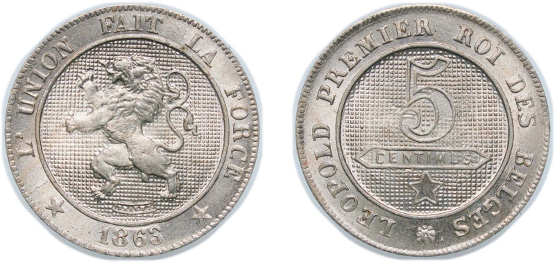 Belgium Kingdom 1863 5 Centimes - Léopold I Copper-nickel Brussels Mint (1605507...