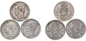 Belgium Kingdom 1849-1951 5 Francs - Léopold I (3 Lots) Silver (.900) Brussels Mint (3908516) VF KM 17 LA BFM-126