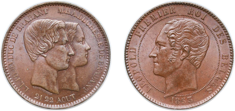 Belgium Kingdom 1853 Medal - Wedding of the Duke of Brabant Copper Brussels Mint...