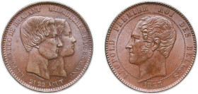 Belgium Kingdom 1853 Medal - Wedding of the Duke of Brabant Copper Brussels Mint (104150) 19.82g UNC M /3a M /3b