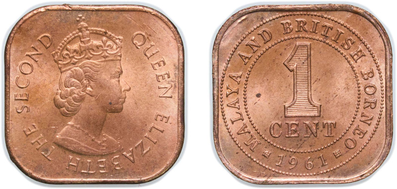 British Malaysia Malaya and British Borneo British colony 1961 1 Cent - Elizabet...