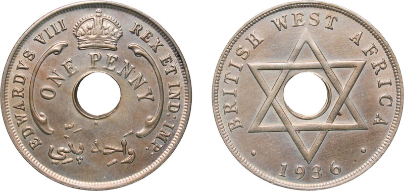 British West Africa British colony 1936 1 Penny - George V Copper-nickel Royal M...