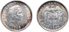 Colombia Republic 1942 B 10 Centavos Silver (.900) Bogota Mint 2.48g AU KM 196 Hernández 402-410 Restrepo 377