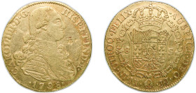 Colombia Spanish colony 1798 NR JJ 8 Escudos - Carlos IV Gold (.875) Bogota Mint 26.9g VF KM 62