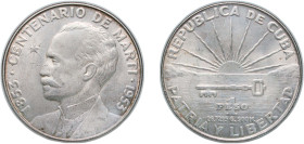 Cuba First Republic 1953 1 Peso (José Martí) Silver (.900) Philadelphia Mint (1000000) 26.77g UNC KM 29 Y 23