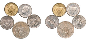 Cuba First Republic 1946-1958 1 & 5 Centavos (5 Lots) Copper-nickel Philadelphia Mint UNC