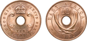 East Africa British colony 1952 10 Cents - George VI Bronze Royal Mint (Tower Hill) (15800000) 9.45g UNC KM 34 Schön 34