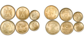 Egypt 1954-1960 1, 5, 10 Milliemes (6 Lots) Aluminium bronze UNC