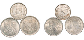 Egypt 1938-1972 10 Milliemes (1 Lots) & 10 Qirsh (2 Lots) Copper-nickel UNC