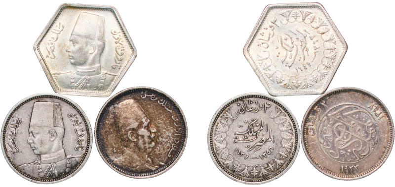 Egypt Kingdom 1923-1944 Qirsh (3 Lots) Silver XF