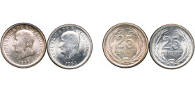 El Salvador Republic 1953 25 Centavos (2 Lots) Silver (.900) San Francisco Mint (14000000) UNC KM 137