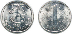 Finland Republic 1965 1 Markka Silver Helsinki Mint (15107000) 6.24g UNC KM 49 Schön 56