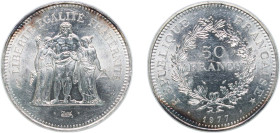 France Fifth Republic 1977 50 Francs Silver (.900) Paris Mint (7884011) 30g UNC F 426-427 Gad 882 Schön 237 KM 941