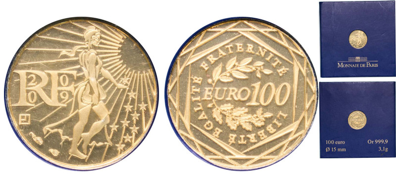 France Fifth Republic 2009 100 Euros (La Semeuse) Gold (.9999) Paris Mint (50000...