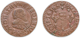 France Principality of Boisbelle-Henrichemont French feudal 1636 Double Tournois - Maximilien I (1st type) Copper Henrichemont Mint 2.56g AU CGKL 702 ...