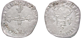 France Kingdom 1586 N Double Sol Parisis - Henry III (Type 2) Silver (.319) Montpellier Mint 3.71g XF Dy royales 1136