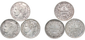 France Second Republic 1849-1851 A 5 Francs (Ceres, 3 Lots) Silver (.900) Paris Mint VF KM 761.1