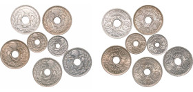 France Third Republic 1914-1931 5 & 25 Centimes (7 Lots) Copper-nickel Paris Mint UNC