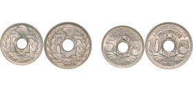 France Third Republic 1918 5 & 10 Centimes (2 Lots) Copper-nickel Paris Mint UNC