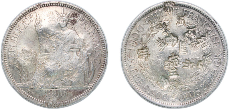 French Indochina French colony 1888 A 1 Piastre Silver (.900) Paris Mint (948000...