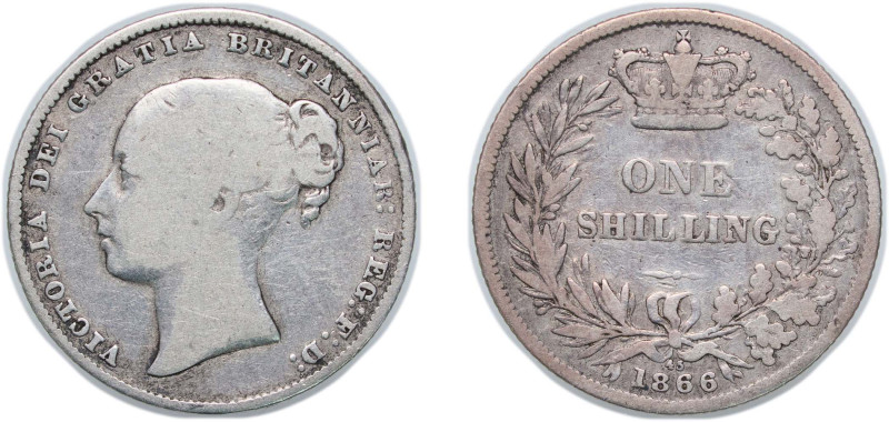 Great Britain United Kingdom 1866 1 Shilling - Victoria (1st portrait; 'Young He...