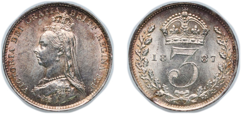 Great Britain United Kingdom 1887 3 Pence - Victoria (2nd portrait) Silver (.925...