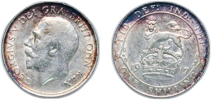 Great Britain United Kingdom 1917 1 Shilling - George V (1st type) Silver (.925)...