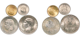 Greece Kingdom 1966-1973 50 Lepta & 5, 10 Drachmai - Constantine II (4 Lots) Copper-Nickel UNC