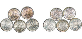 Indonesia Netherlands East Indies Dutch colony 1942 S ⅒ Gulden - Wilhelmina (5 Lots) Silver (.720) San Francisco Mint (75000000) UNC KM 318 Schön 15...