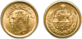 Iran AH1337 (1958) ½ Pahlavī - Mohammad Rezā Pahlavī Gold (.900) Tehran Mint (102000) 4.04g UNC KM 1161 Fr 102