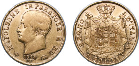 Italy Napoleonic Kingdom of Italy Kingdom 1814 M 40 Lire - Napoleon I Gold (.900) (264018) 12.85g XF KM 12 Fr 5