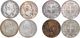 Italy Kingdom 1869-1878 5 Lire - Victor Emmanuel II (4 Lots) Silver (.900) VF KM 8