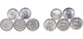 Italy 1924-1956 Coinage (5 Lots) Nickel Rome Mint UNC