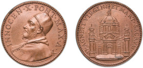 Italy Papal States Italian states Dated 1654 Medal - Innocent X (D agneti virginig et mart sacrvm) Bronze 24.66g UNC