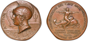 Italy Kingdom 1925 Medal - Inaugurazione del cavo Anzio - Sud America, By Aurelio Mistruzzi Bronze 271.26g UNC