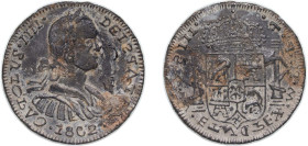 Mexico 1802 8 Reales - Carlos IV (Fantasy Southeast Asia XX Century) Tin 13.62g VF