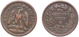 Mexico Federal Republic 1888 Mo 1 Centavo Copper Mexico City Mint (9984000) 7.58g VF KM 391.6