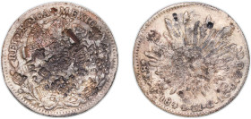Mexico Federal Republic 1844 Ga MC 8 Reales Silver (.903) Guadalajara Mint 26.75g VF Chopmarked KM 377.6