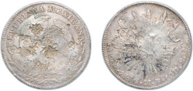 Mexico Federal Republic 1846 Mo MF 8 Reales Silver (.903) Mexico City Mint 26.54g VF Chopmarked KM 377.10