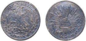 Mexico Federal Republic 1848 Zs OM 8 Reales Silver (.903) Zacatecas Mint 26.67g VF Chopmarked KM 377.13