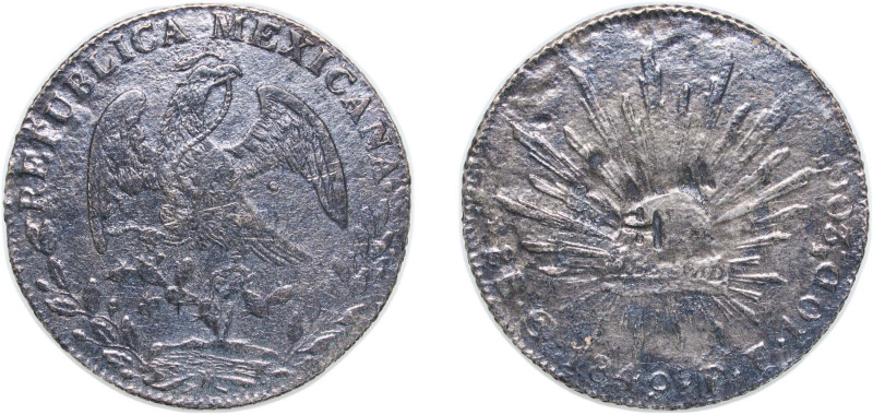 Mexico Federal Republic 1849 Go PF 8 Reales Silver (.903) Guanajuato Mint 23.86g...
