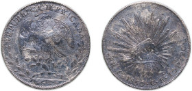 Mexico Federal Republic 1850 C CE 8 Reales Silver (.903) Culiacán Mint 26.54g VF Chopmarked KM 377.3