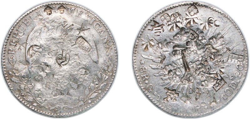 Mexico Federal Republic 1853 Go PF 8 Reales Silver (.903) Guanajuato Mint 26.53g...