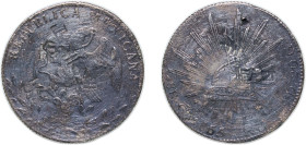 Mexico Federal Republic 1855 Ca RG 8 Reales Silver (.903) Chihuahua Mint 27.32g VF Chopmarked KM 377.2