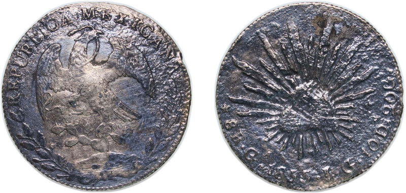 Mexico Federal Republic 1855 Ga JG 8 Reales Silver (.903) Guadalajara Mint 23.62...