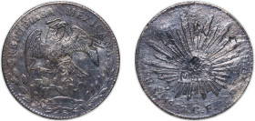 Mexico Federal Republic 1857 Mo GF 8 Reales Silver (.903) Mexico City Mint 26.34g VF Chopmarked KM 377.10